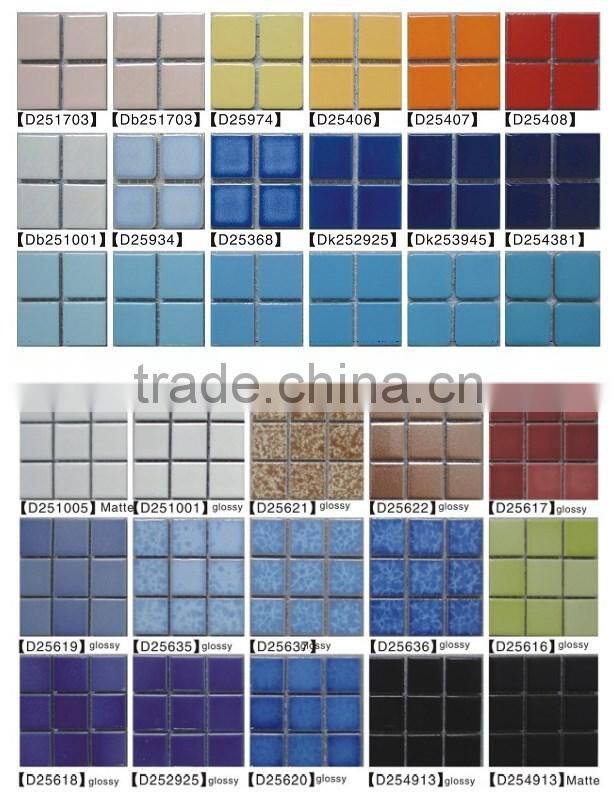 glazed blue green pink yellow mixed ceramic mosiac tile min10*10mm