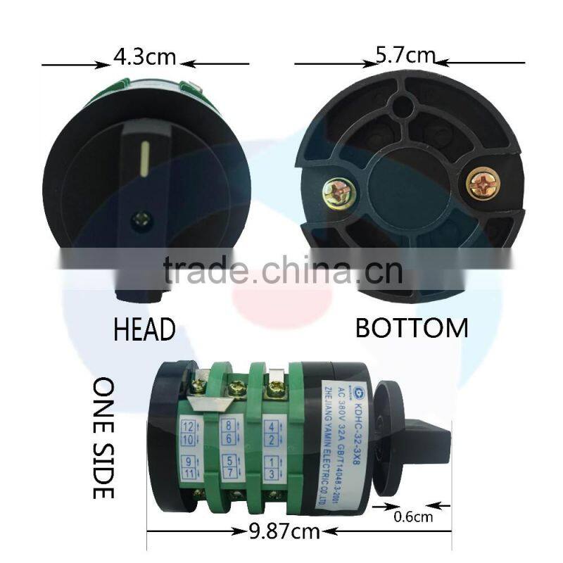 Welding machine switch KDHC-32/3 3 knots 3 poles 32A 3 positions step switch 6 pcs contacts changeover rotary switch