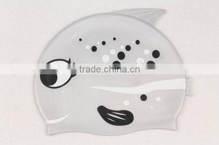 China supplier Fish Shark shape funny swimming cap silicone