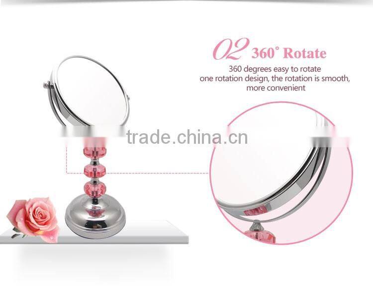 Double sided pink acrylic cosmetic mirror