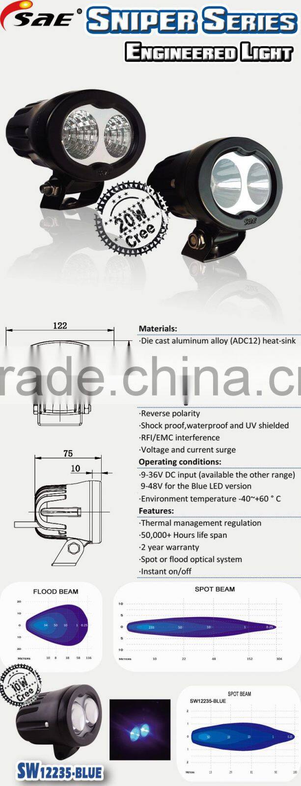 led blue point warning light truck forklift 20w led flood work light