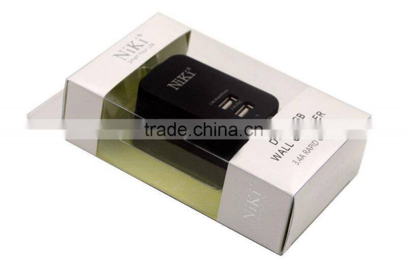 UK standard 5V 3.4A universal dual usb wall charger for home and travel charger