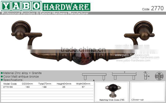 Unique home furniture zinc alloy antique kitchen hardware cupboard handle