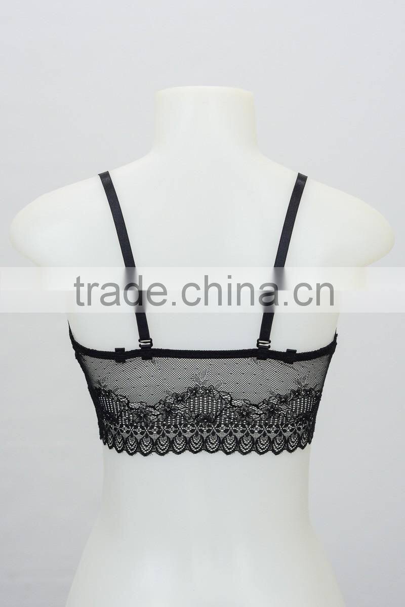 90% Viscose Deep Red Sheer Lace Cami Bra Sale