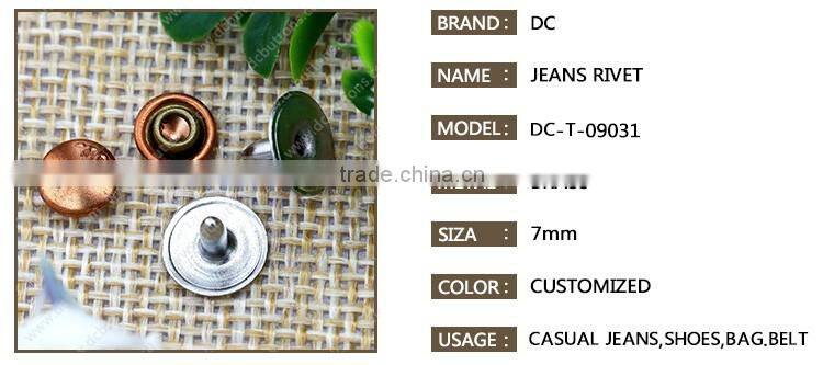 7MM Logo Customized Garment Rivets for Jeans Wear Rivet and Bags