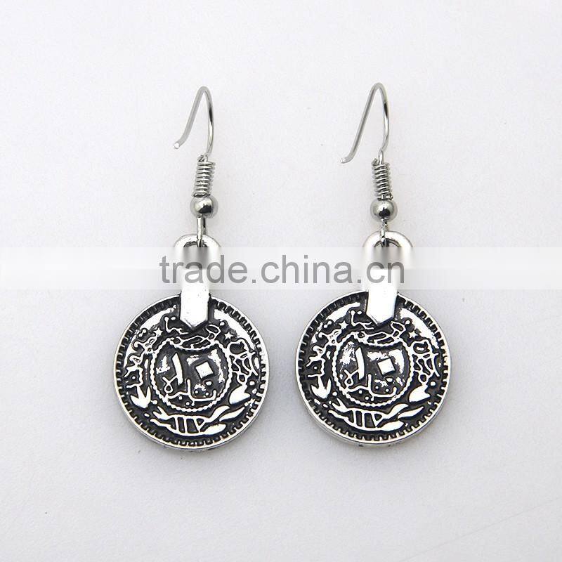 Hot sale classical ethnic style statement long two layers necklace pendant earrings brassiness jewelry set