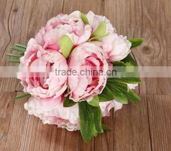 High Quality silk flower Artificial Peony Flowers Fake Leaf Wedding Home Party Decoration Bouquet