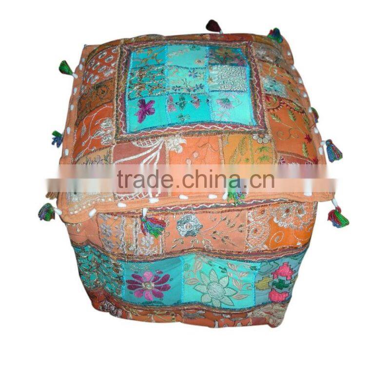 ARTHPF-9 Stool Type Round Patchwork Home Furnishing khambadia work LIving Room embroidered Poufs and ottomans Modern Designer