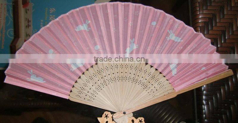 Hand fan bamboo handle with your logo cotton/silk/polyester