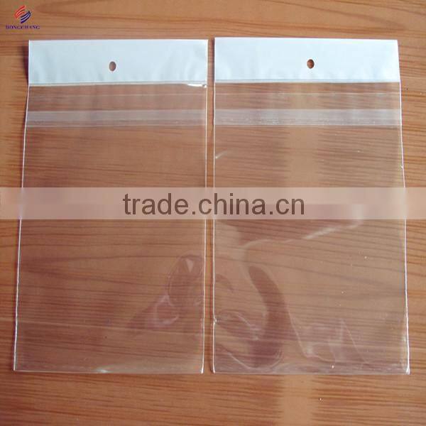 Clear opp plastic bag with header and adhesive flap