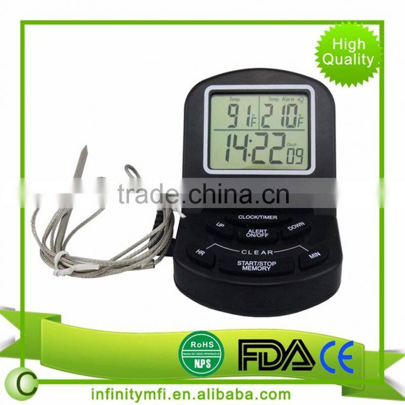 Digital Meat Timer and Thermometer Probe For Cooking in Oven, Smoker, Grill or BBQ