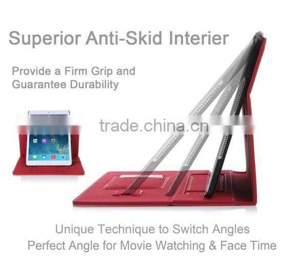 For iPad Mini 3 Cases with hand strap,card slot leather case for ipad mini 3 custom available