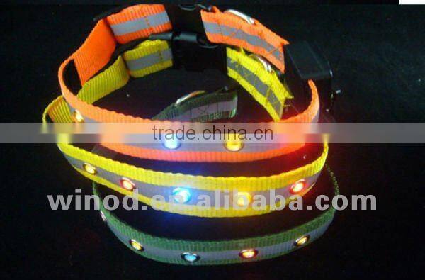 Newest nylon elastic dog collars with rhinestone light