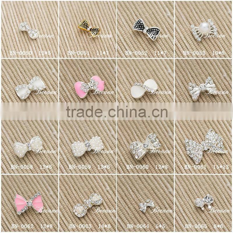 2016 New Arrival most popular 3d nail art bowknot, fancy alloy matellic bow tie nail art accessories
