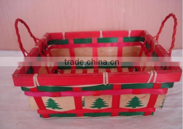 Festival decoration bamboo christmas basket with handles