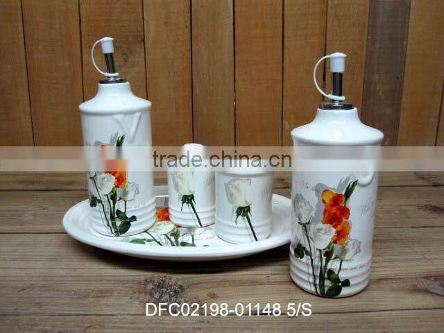 chinese ink flower decal ceramic kitchen tool holder