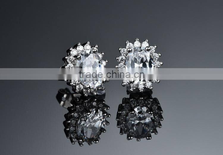KSTONE Newest Oval Big Diamond Stud Earrings For Women