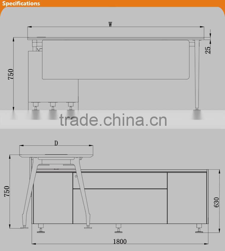 Luxury wooden executive office desk with metal frame