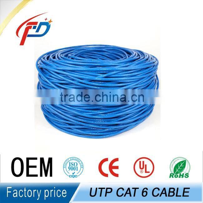 high quality factory price 23awg 0.57mm bare copper 4pair cat 6 utp lan cable