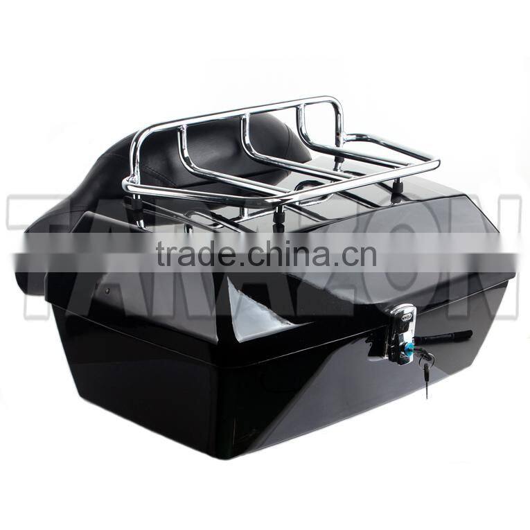 high performance Motorcycle storage trunk tail box 4" wrap around backrest w/rack for Cross Bones