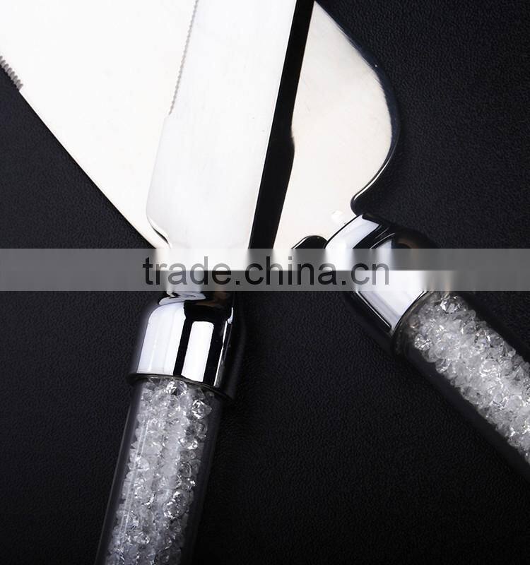 Elegant chinese steel knife cake set diamond for wendding party