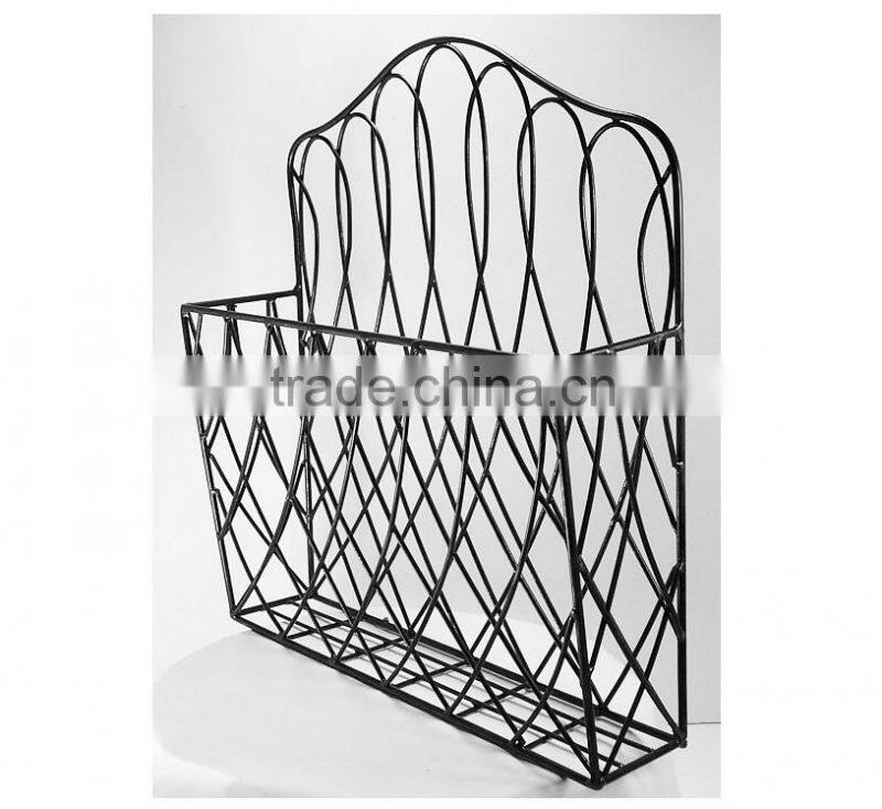 Rustic Style Metal Wire Scroll Wall Pocket Organizer Magazine Flower File Holder