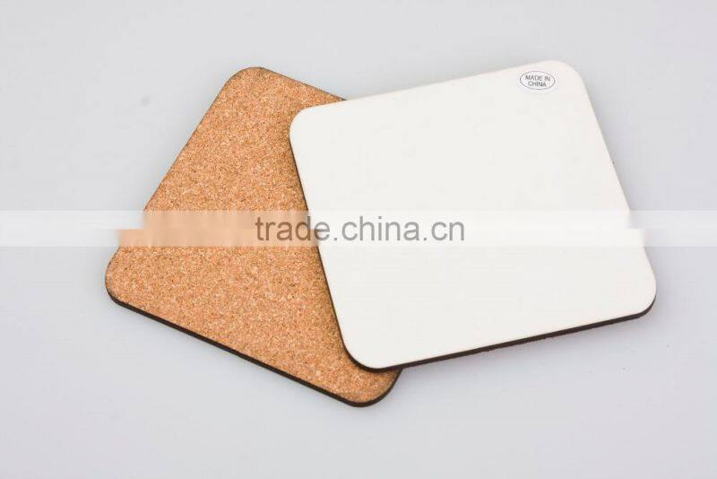 sublimation MDF coaster,Round,square,heart shapecork back