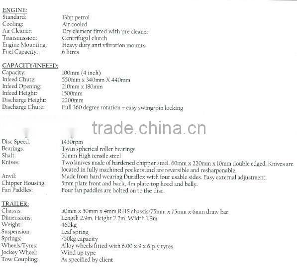 small Garden disk wood chipping machine with sharp blades gasoline wood chipper for sale