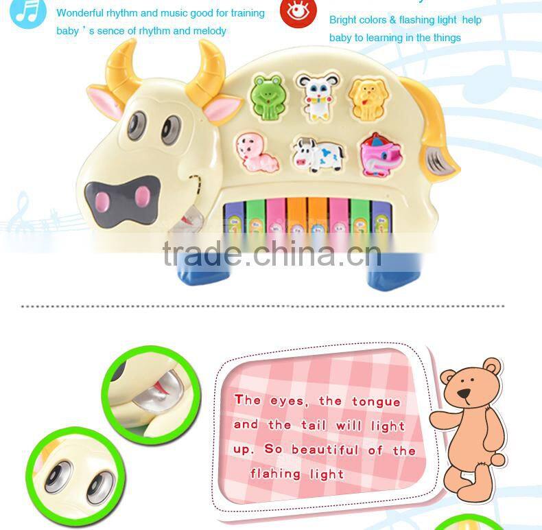 NO-6600 Music instrument cow piano toys, plastic toys with light for kid toy