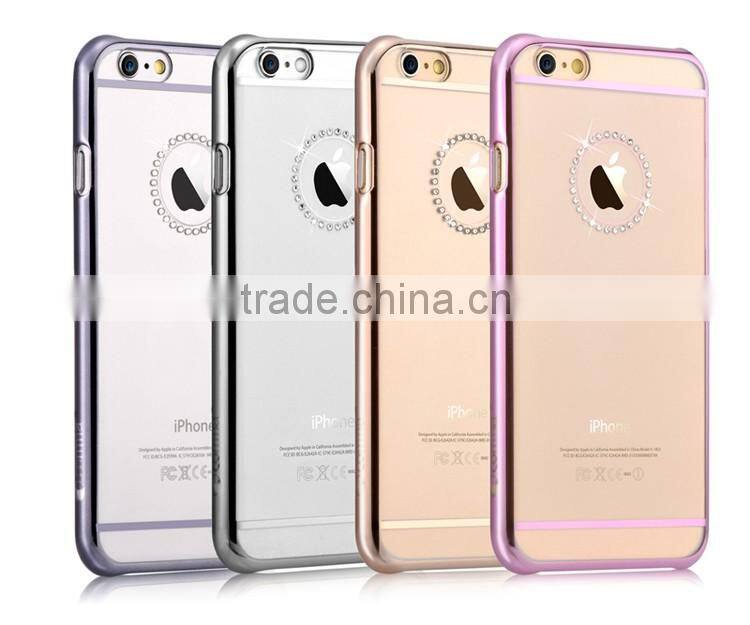 Electroplating Transparent Crystal Bling Diamonds Jewelry PC Phone Cover Case Skin For iPhone 6 6S Plus