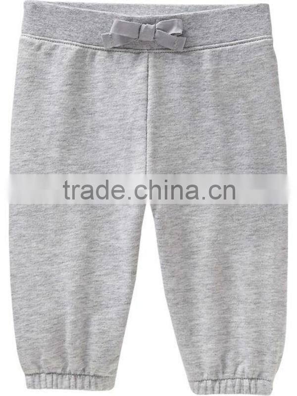 Wholesale Plain Softextile Kids Girl Pants Jogging With Twill Bow