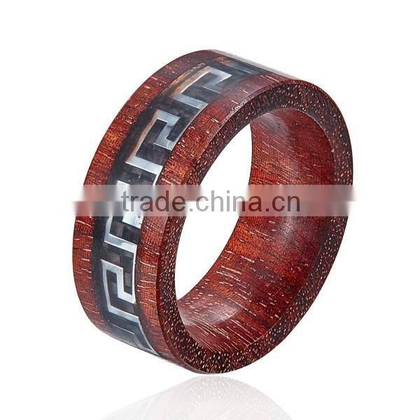 Natural Wooden Ring with Metal Piece Inlay