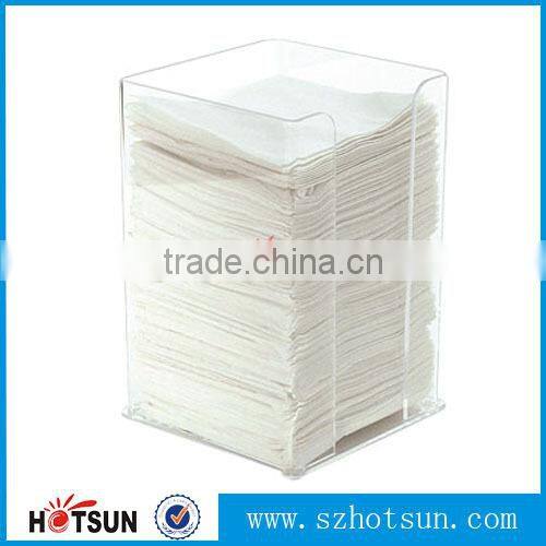 hot sale gold logo printing clear transparent acrylic paper napkin holder