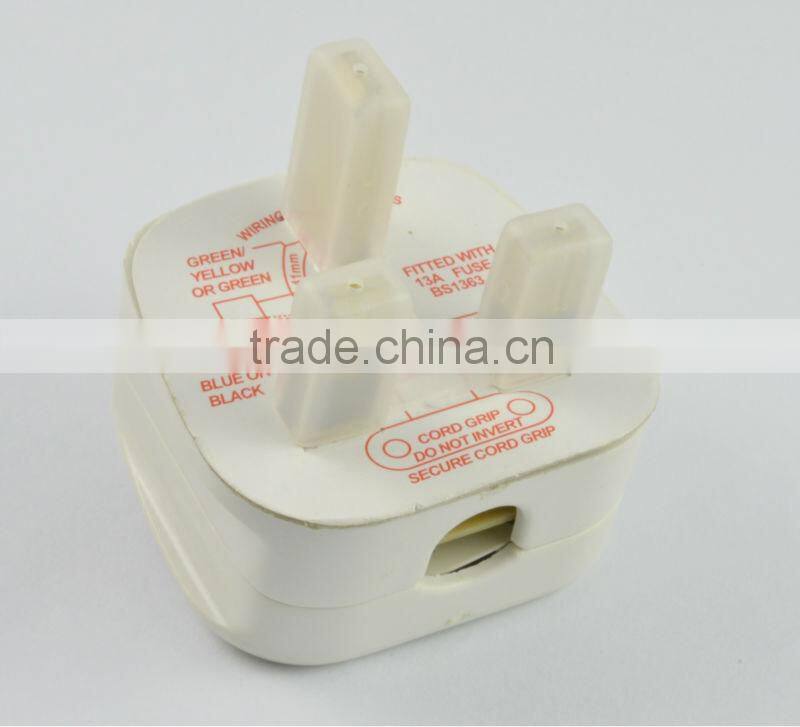 Hot selling cord plug uk 3 pin 13a plug with switch and LED light