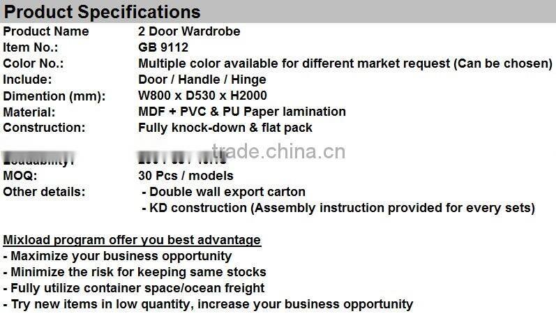 MDF Wardrobe Cabinet, Modern Wardrobe Closet, MDF Bedroom Furniture