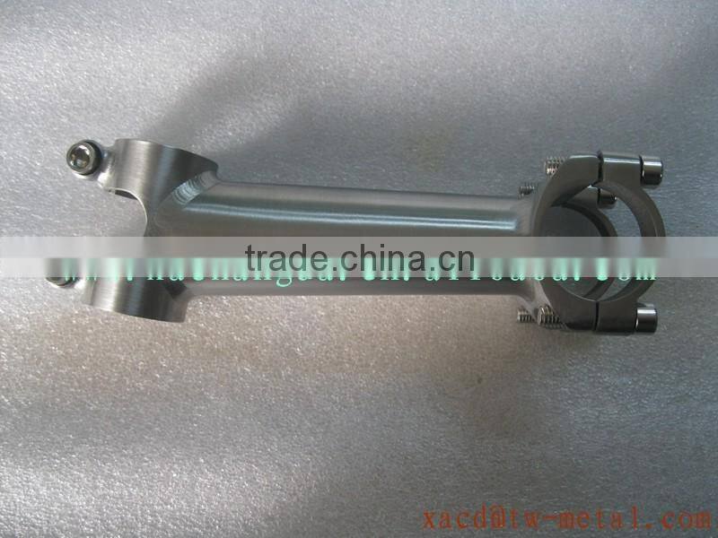 Custom titanium XACD bike stem make titanium bicycle parts with handing brush finished titanium bicycle stem