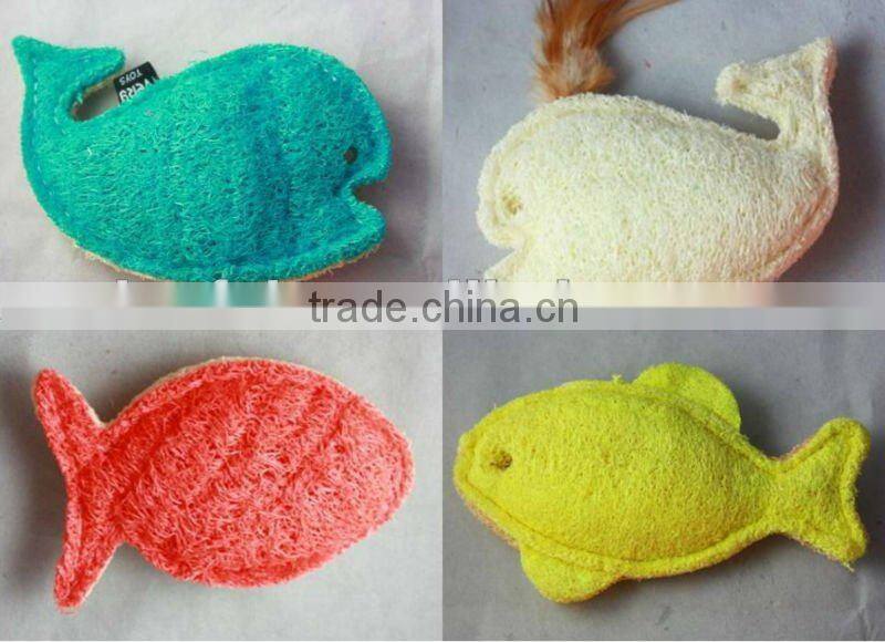 organic cat toy loofah fish