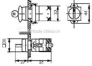 40mm mushroom head auto-reset key switch,selector switch, KD39A-11MY