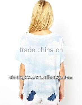 2013 high fashion design women summer blouse and top s burning heart t shirt round neckline t shit shkz 76