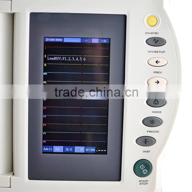 Popular 7 inch color screen 12 Lead 12 Channel Electrocardiograph ECG / EKG Machine with CE