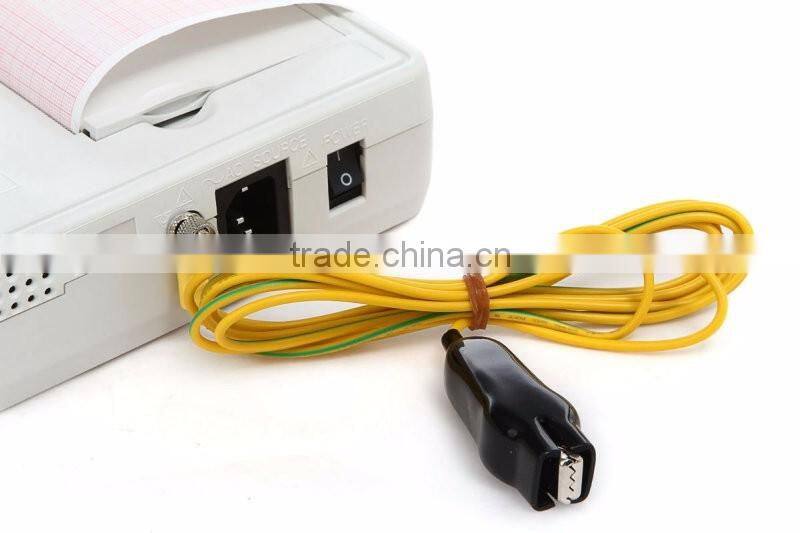 Hospital 7 inch color graphic LCD display portable 3 channels 12 lead ecg machine