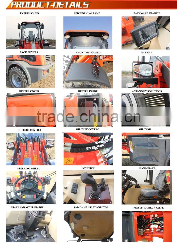 Everun Er20 Articulated Small Wheel Loader with Snow Blade