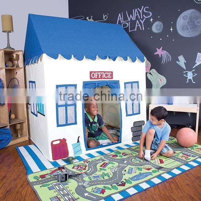 Wholesale OEM duty cotton canvas indoor wooden children toy house boy kids play tent house
