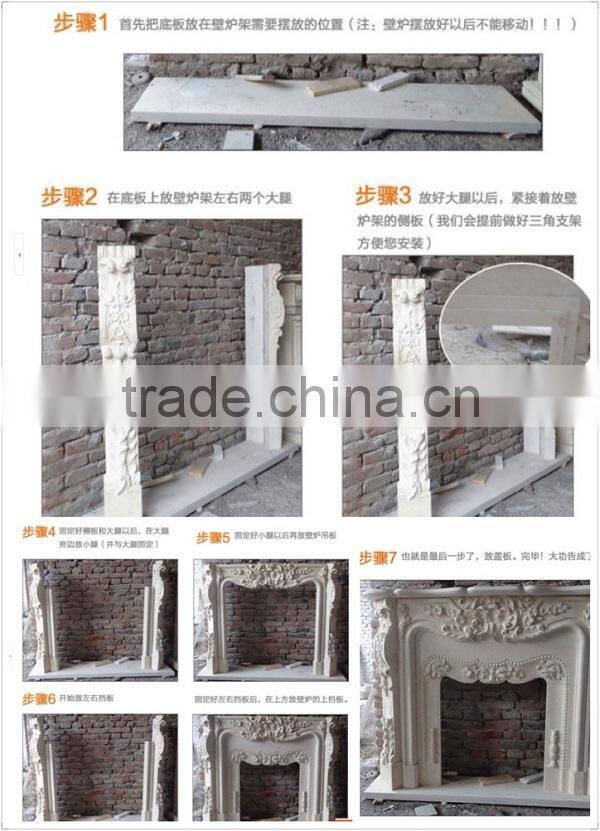 Hand Carved French Style White Marble Fireplace Mantel