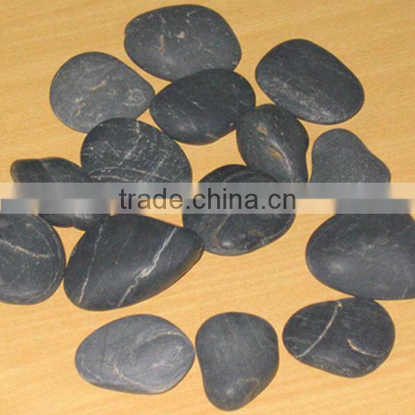 Washed Black flat river stone