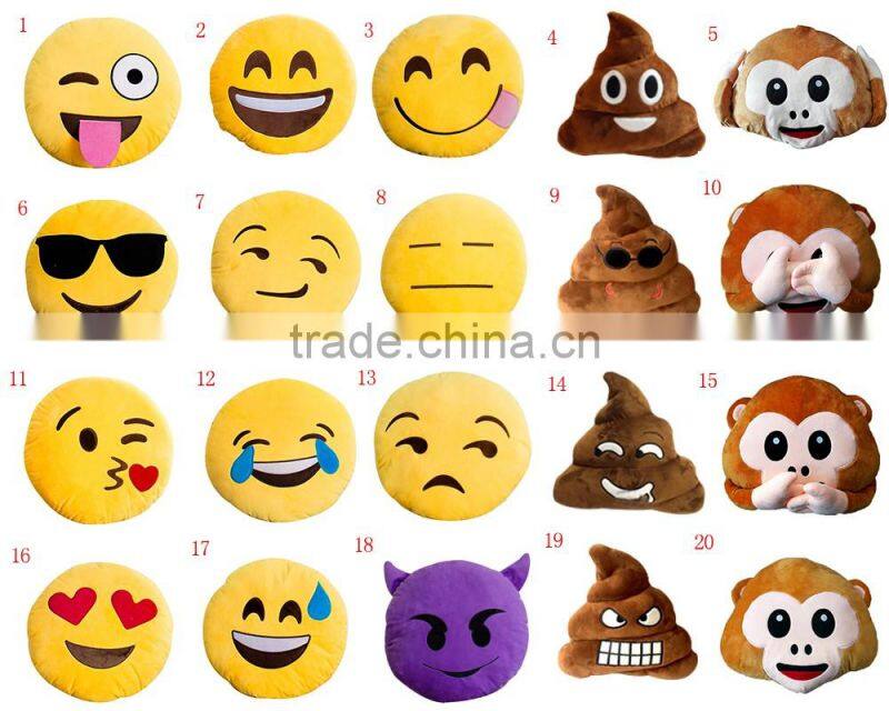 Cheap Wholesale Custom sew plush whatsapp embroidered emoji pillow