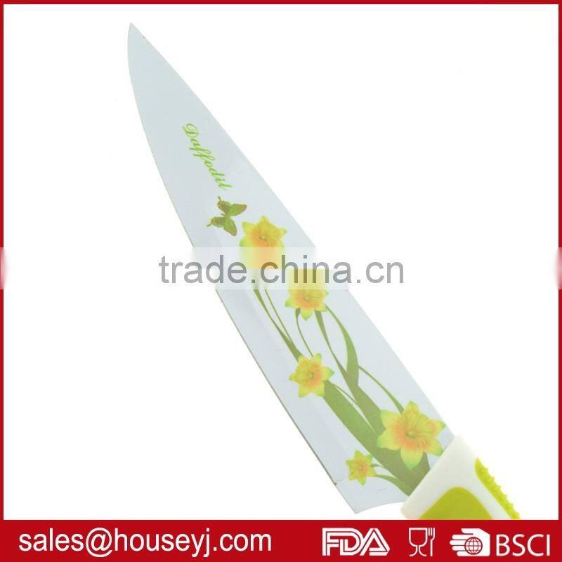 Set of 6pcs knife set 5pcs non stick color kitchen knife+1pc ceramic peeler with EVA box packing