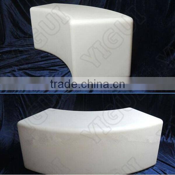 led plastic folding plastic lounge beach chair with leather cube stool for party