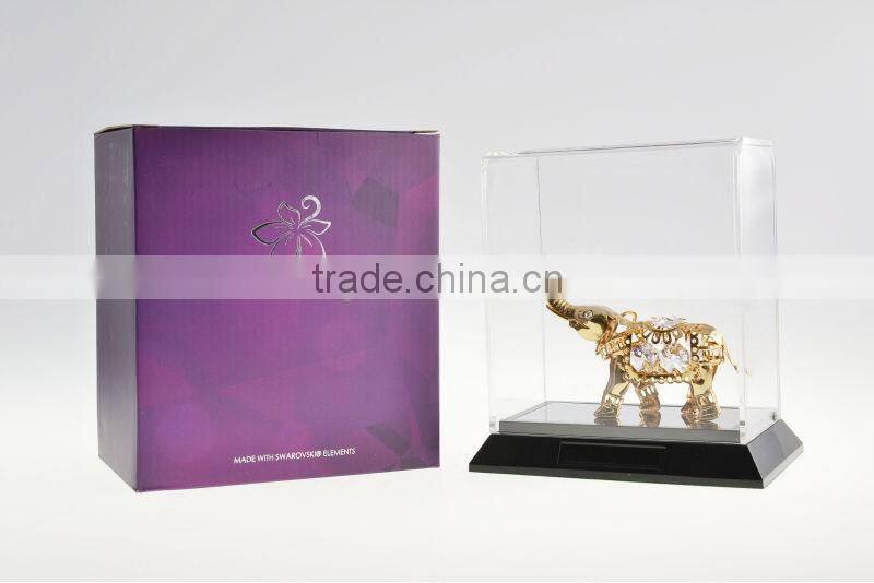 24K Gold Plated Decorative Rose Round With Coconut Tree Stand And Swarovski Crystal