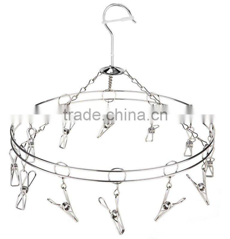 Stainless steel metal clothes hanger socks hanger folding drying rack hanger